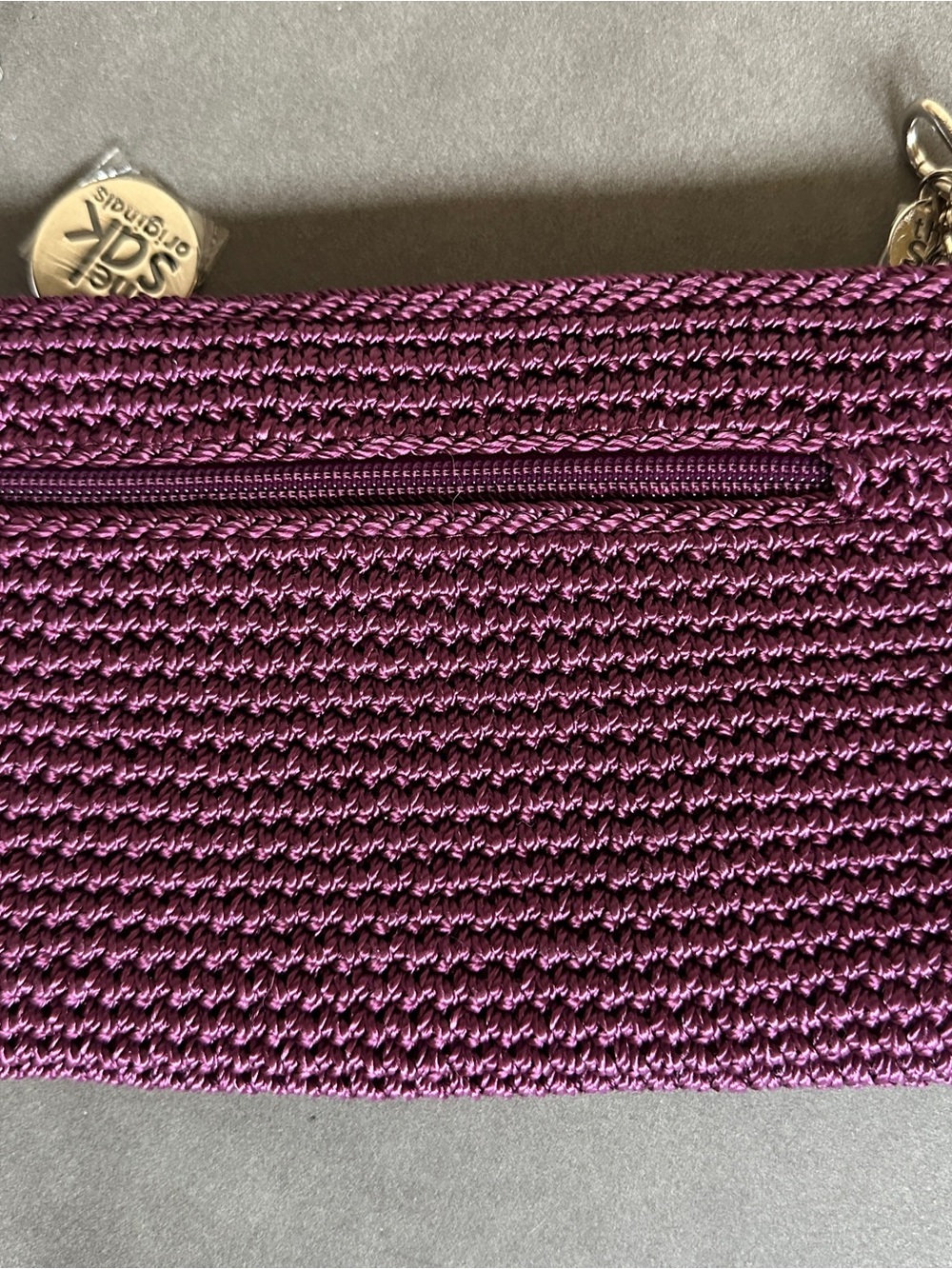 NEW The Sak Crochet Wristlet Pouch Bag Purple Haze Red Heart Zipped - NWT - Picture 6 of 7